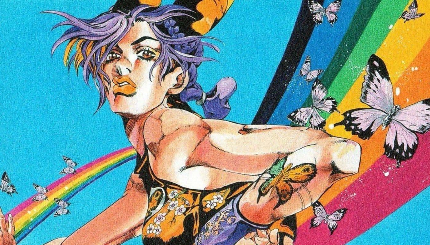 A man with very short dark hair in jojo's bizarre adventure art style  hiroko araki stand jojo stone ocean