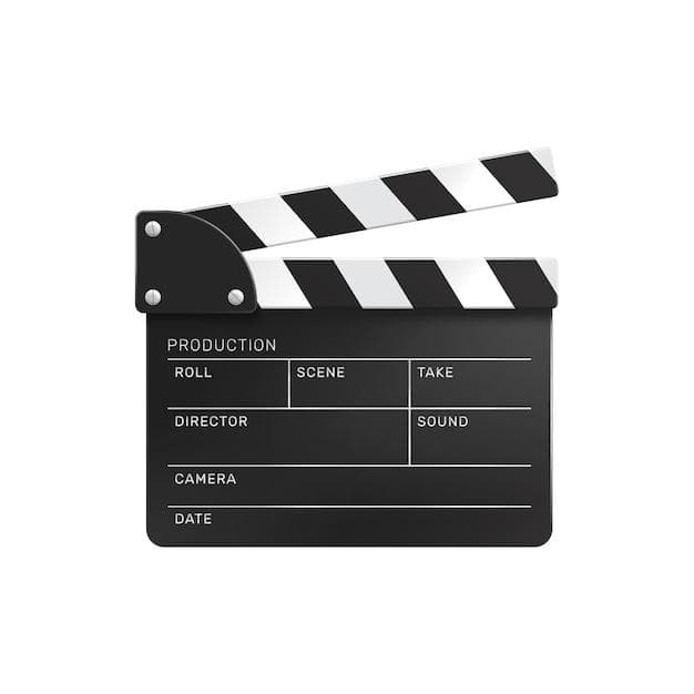 Free vector cinema film production realistic transparent composition with isolated image of clapper with empty fields vector illustration