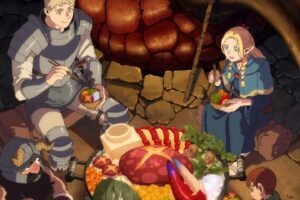 Delicious in Dungeon main characters at dinner