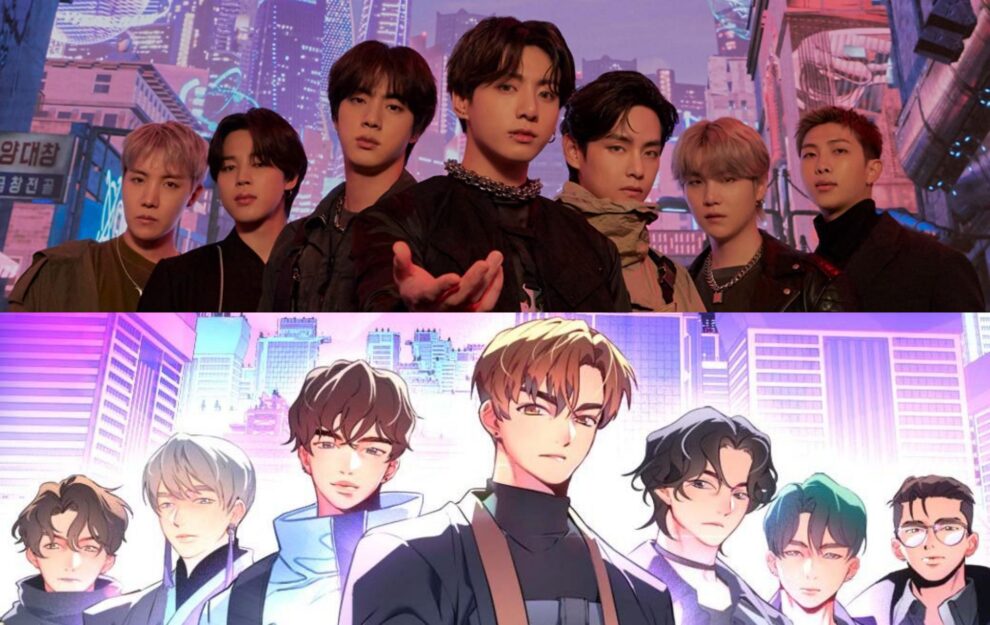 Pop Icons BTS in real life and as animated characters